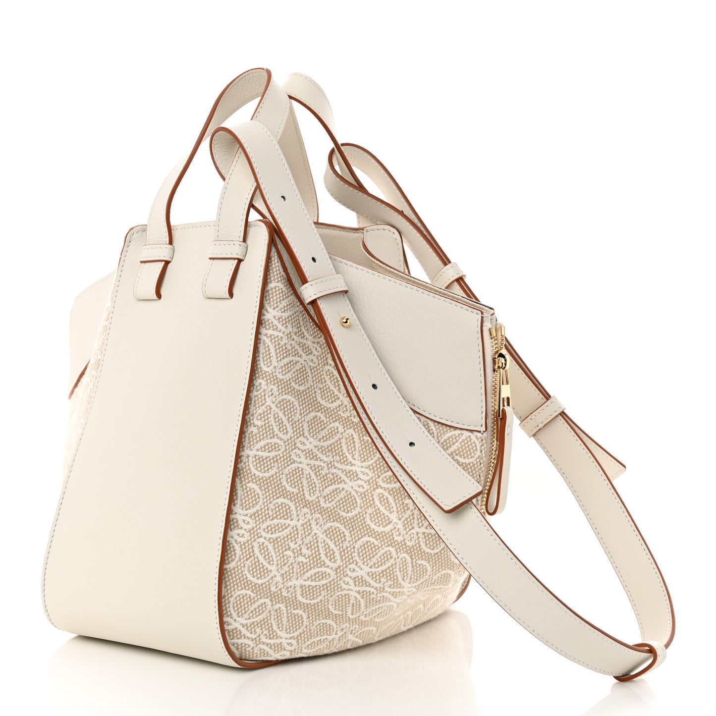 Calfskin Canvas Anagram Small Hammock Shoulder Bag Ecru White