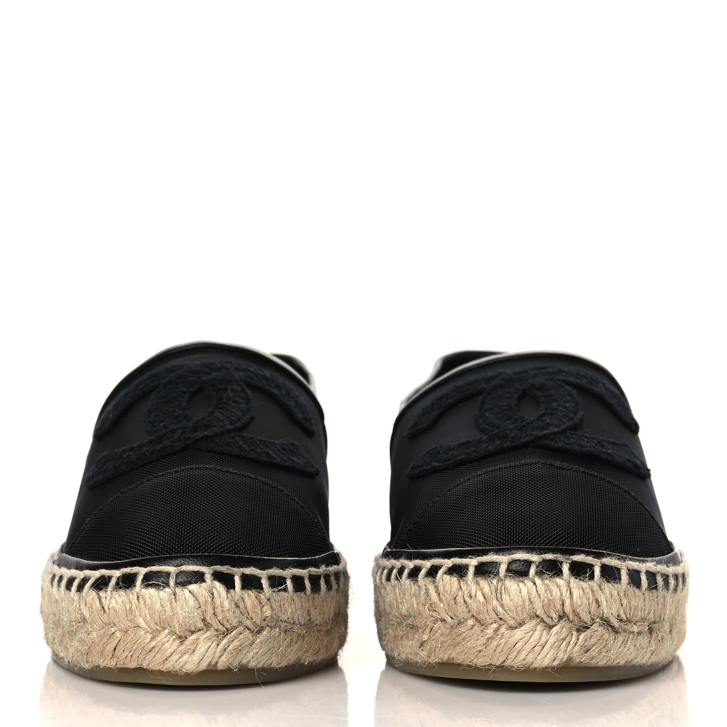 Mesh Grosgrain CC Espadrilles 36 Black