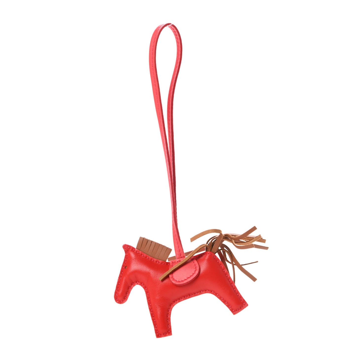 Milo Lambskin Grigri Rodeo Horse Bag Charm PM Rouge Indien Gold Bougainvillea