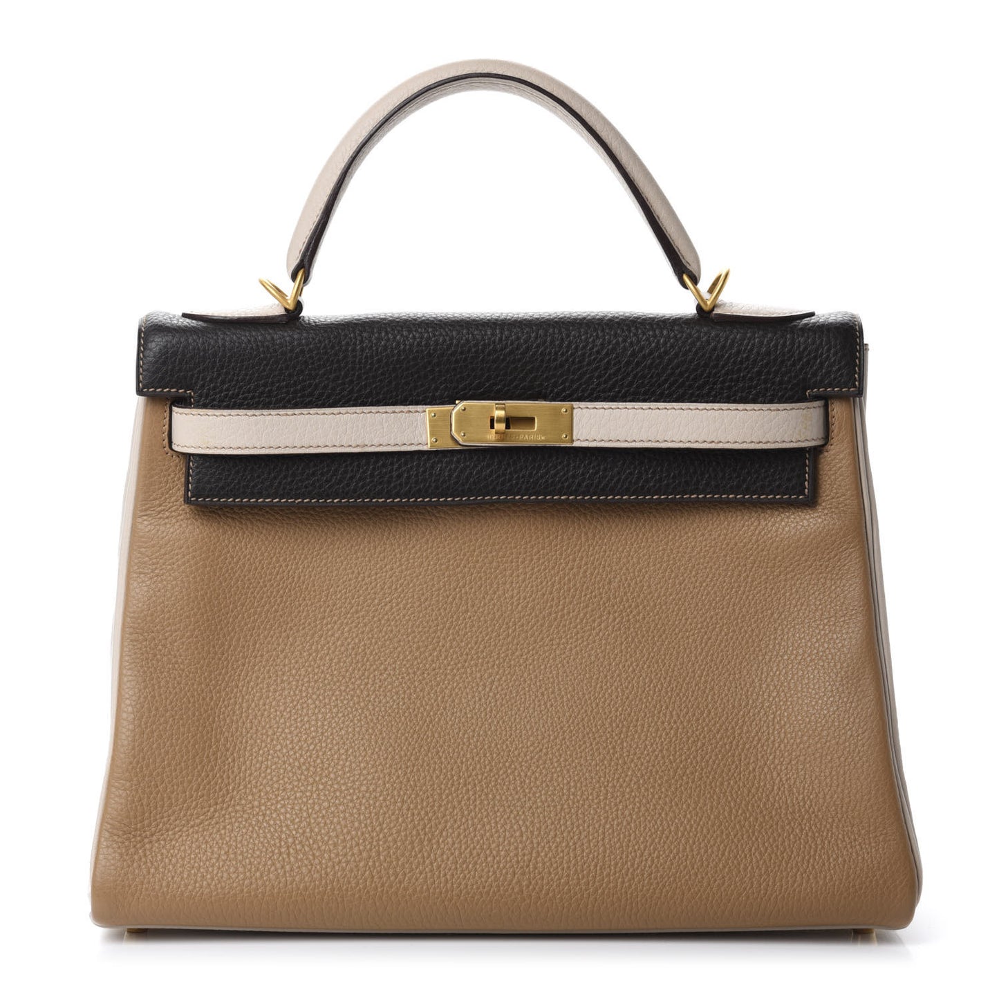 Togo Tri-Color Kelly Retourne 32 Tabac Camel Ebene Parchemin