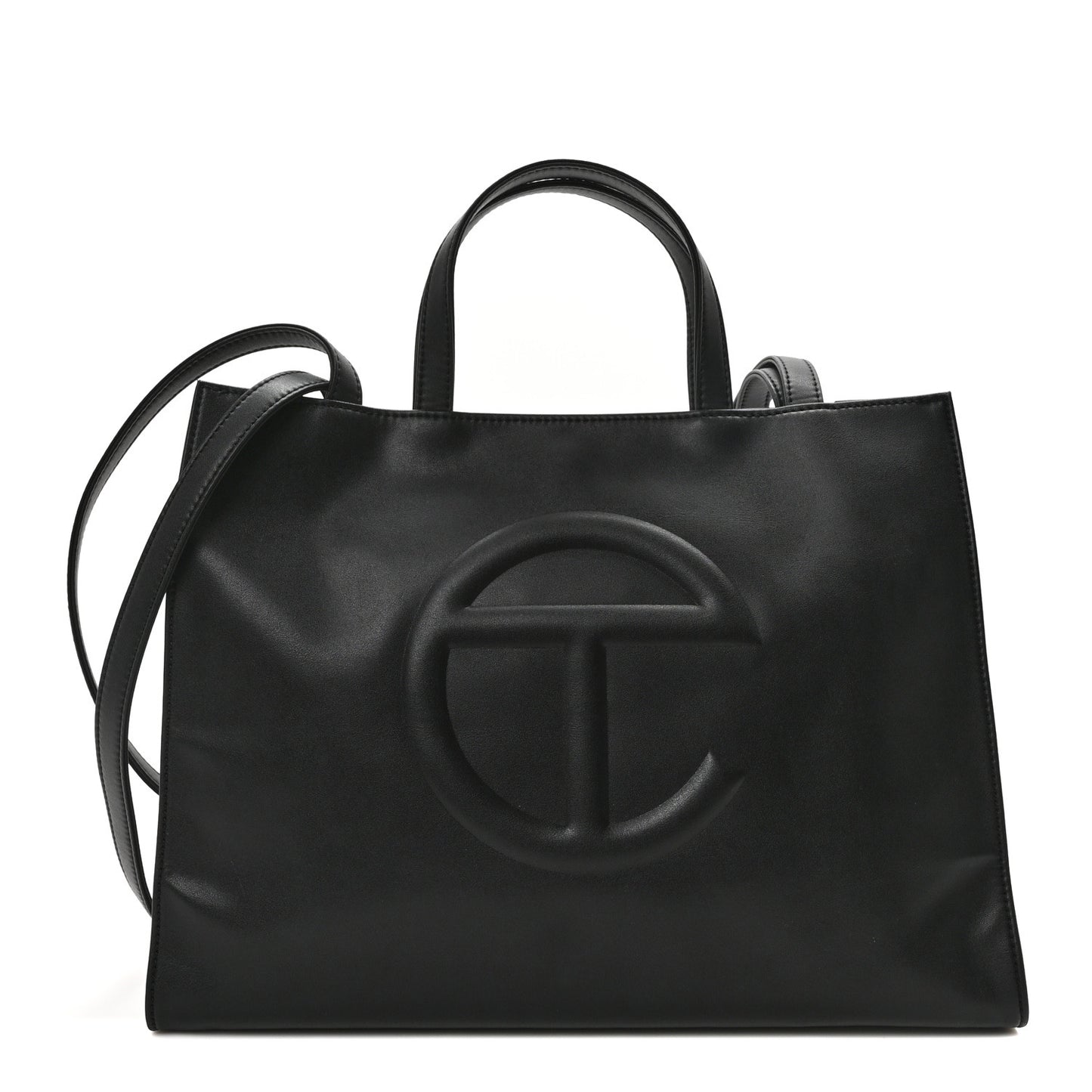 Vegan Leather Medium Shopping Bag Black