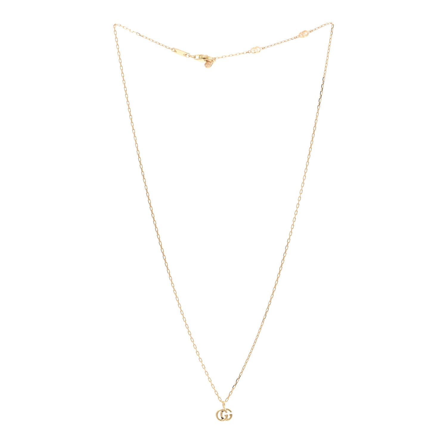 Gucci 18K Yellow Gold Running GG Pendant Necklace 3 of 5