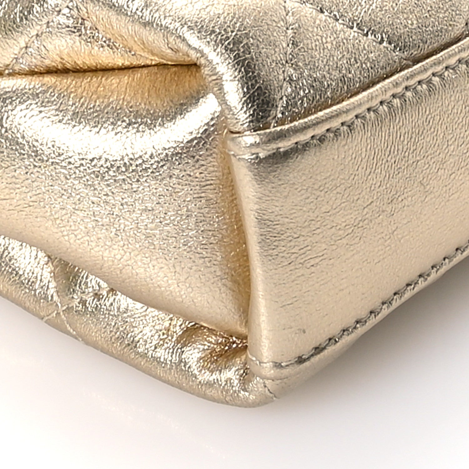 Chanel Metallic Lambskin Quilted Mini CC Crystal Logo Chain Flap Gold 9 of 11