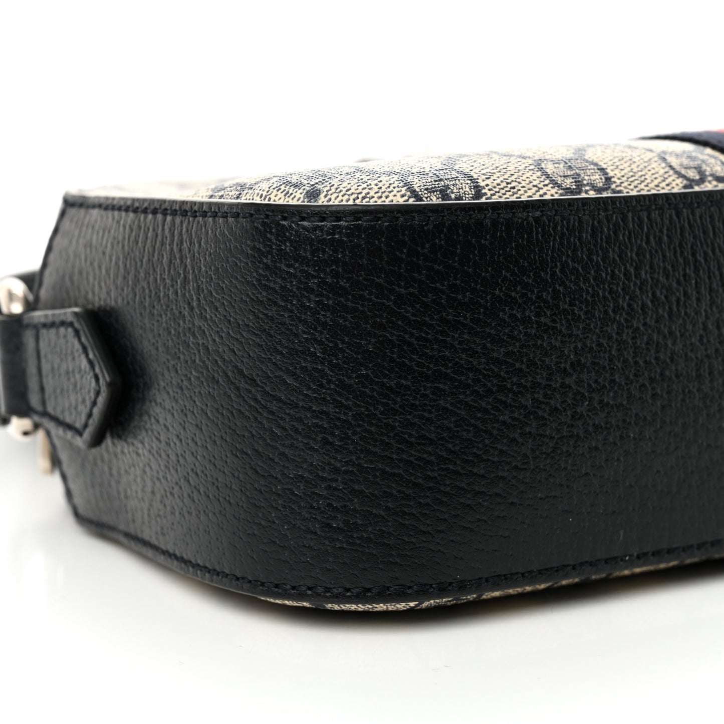 GG Supreme Monogram Textured Dollar Calfskin Web Small Ophidia Camera Bag Beige Blue