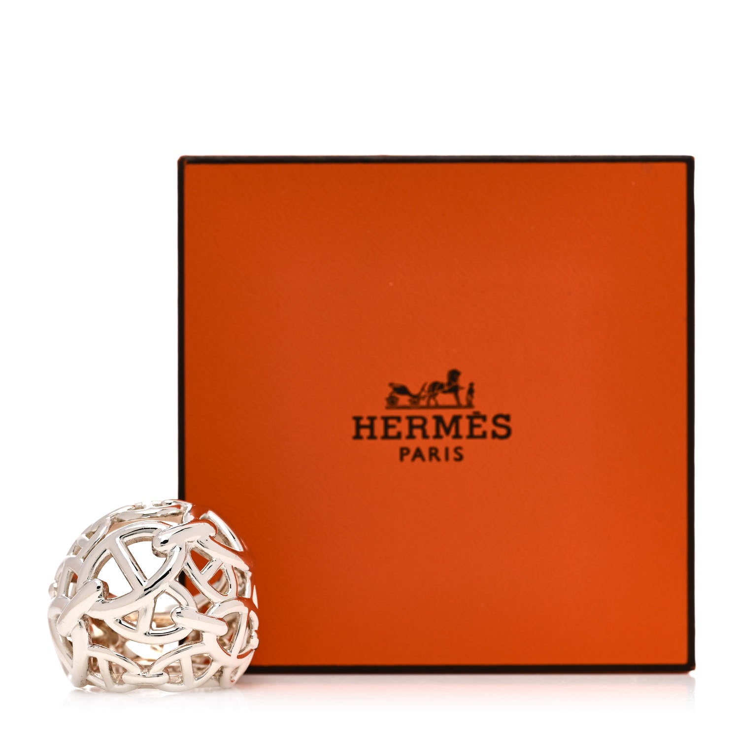 Hermes Sterling Silver GM Chaine d'Ancre Enchainee Dome Ring 53 6.25 5 of 5