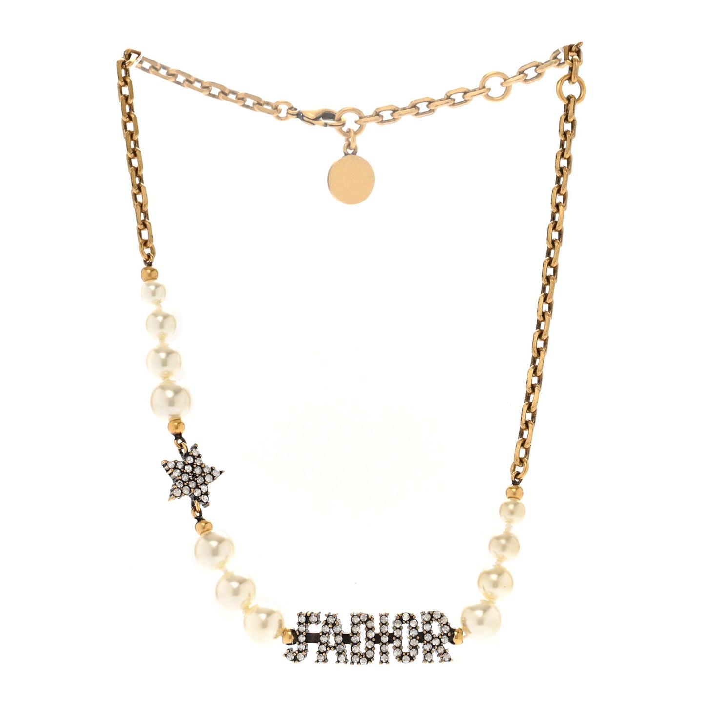 Metal Pearl Crystal J'Adior Choker Necklace Antique Gold