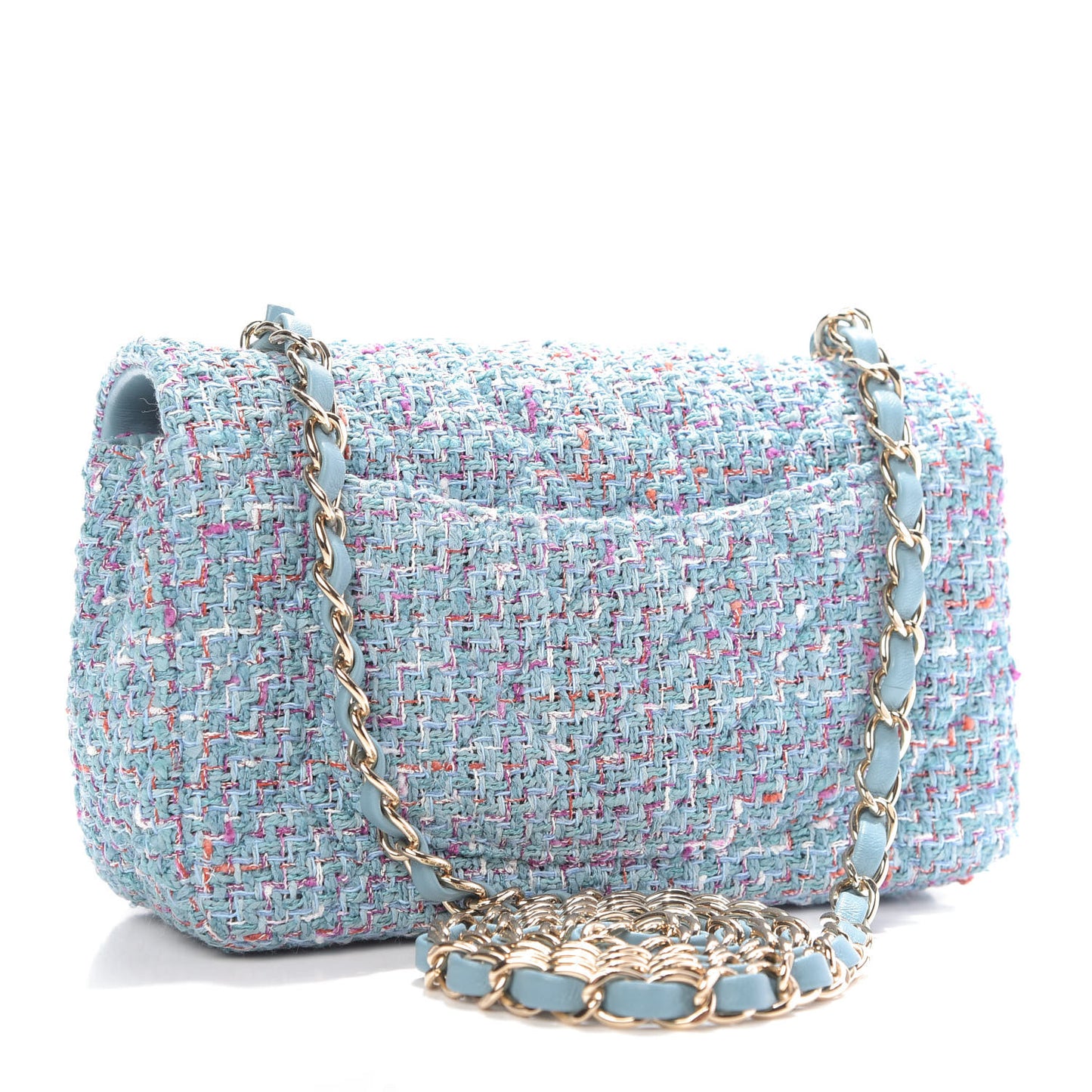 Tweed Quilted Mini Rectangular Flap Turquoise Purple White Red