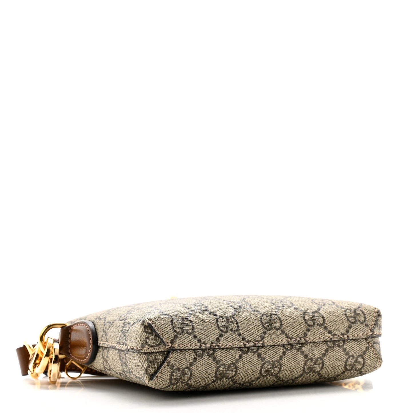 GG Supreme Monogram Azalea Calfskin Small Retro Interlocking G Wristlet Messenger Bag Beige Ebony Brown Sugar