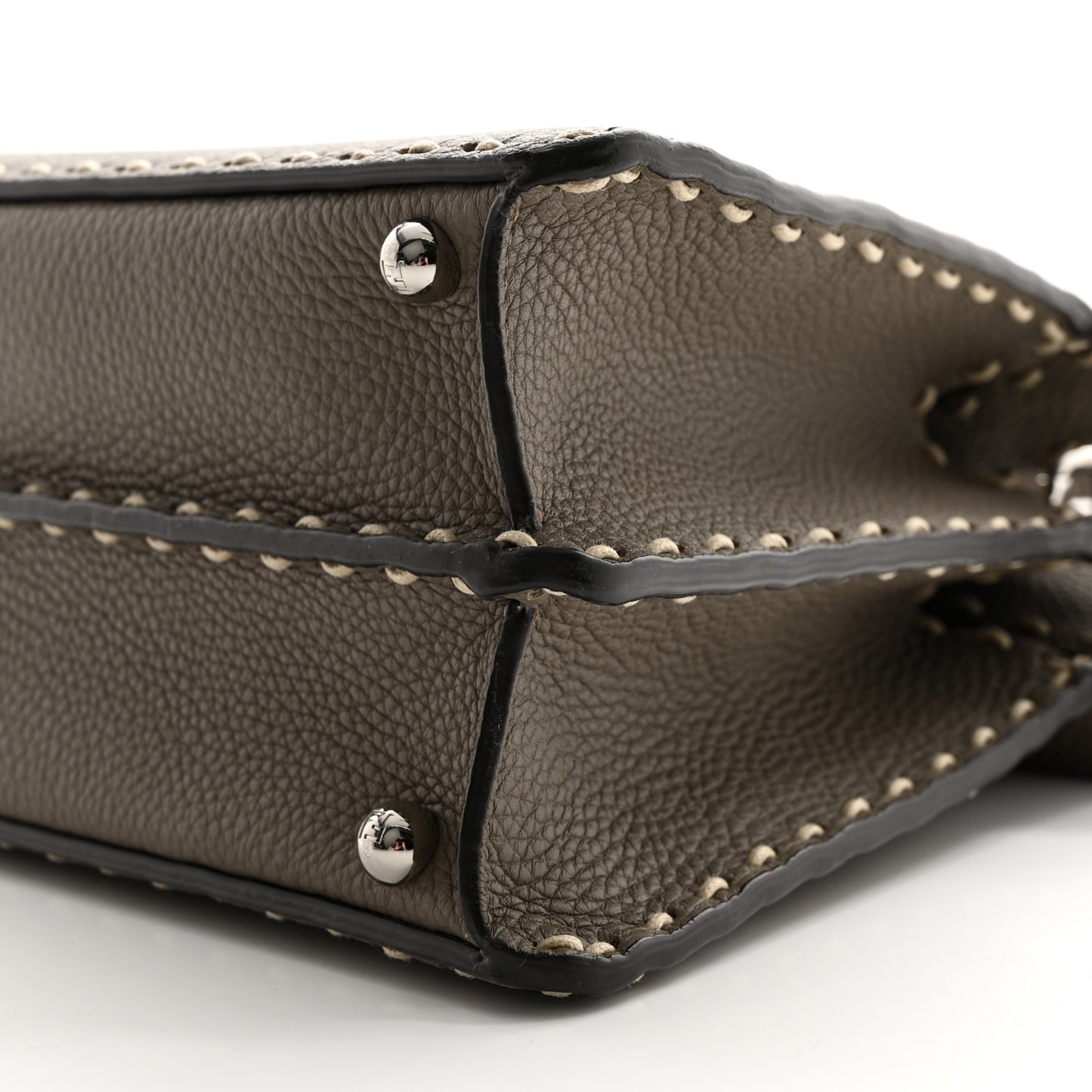 Vitello Granato Camoscio Selleria Macro Stitchings Small Peekaboo I SEE U Satchel Tartufo