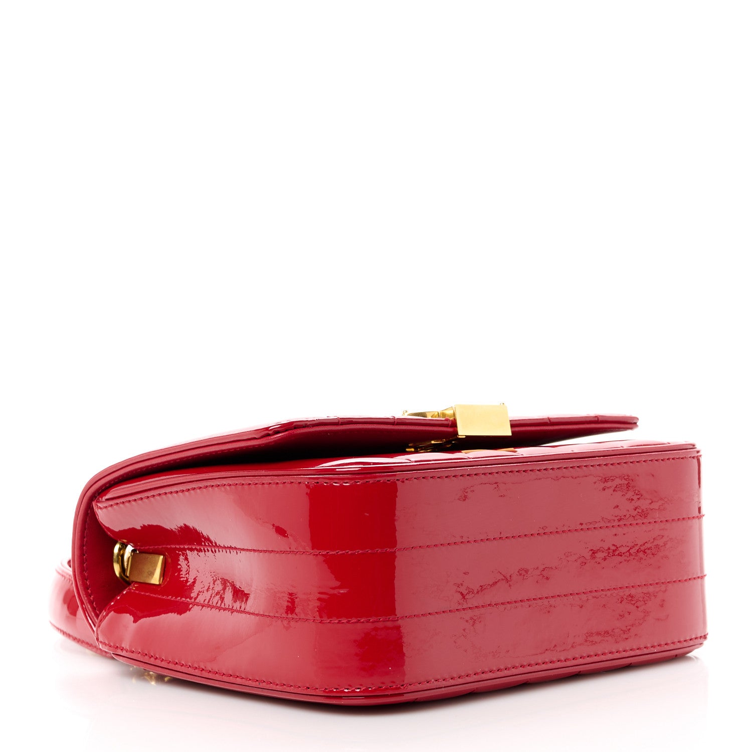 Saint Laurent Patent Matelasse Monogram Small Vicky Chain Bag Red 4 of 11
