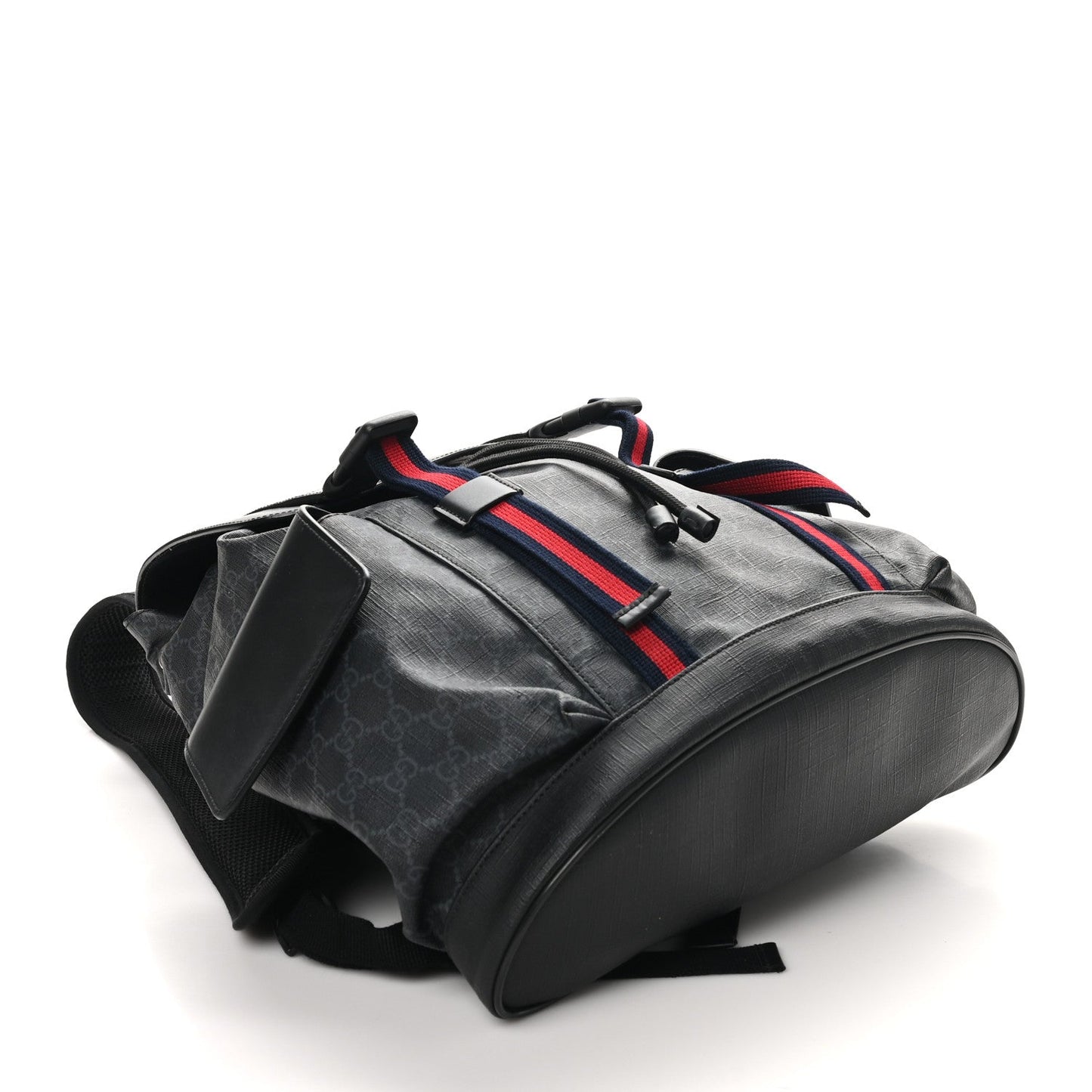 Soft GG Supreme Monogram Calfskin Web Double Buckle Backpack Black