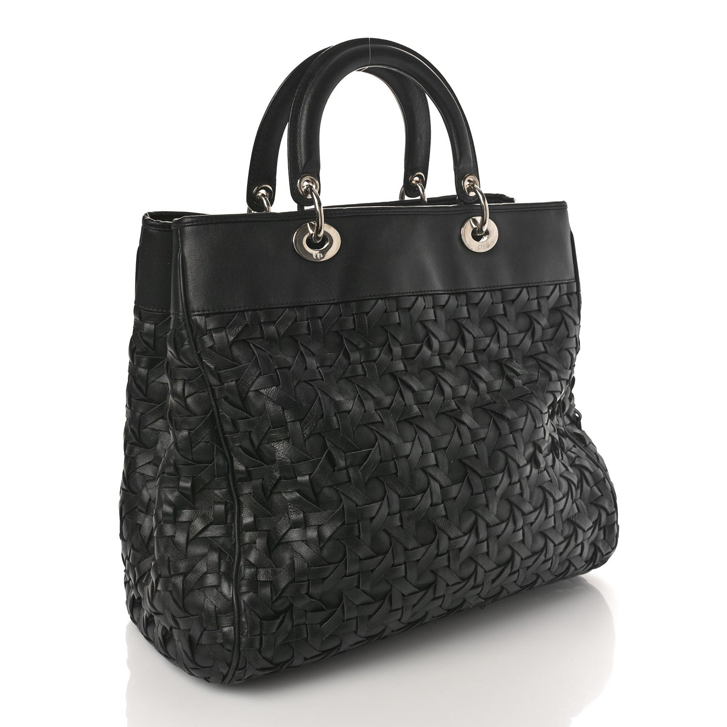 Lambskin Woven Lady Dior Avenue Tote Black