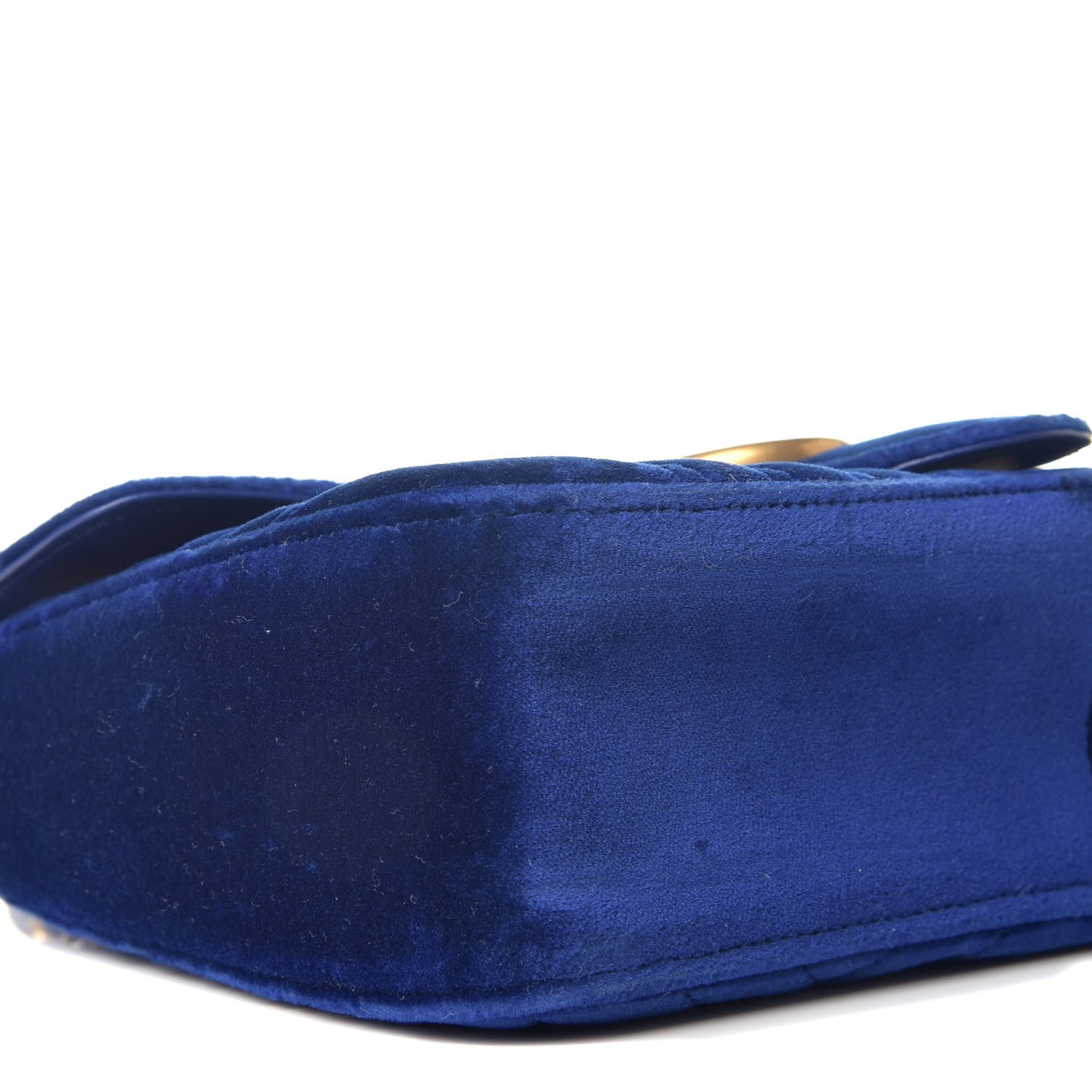 Velvet Matelasse Small GG Marmont Shoulder Bag Cobalt Blue