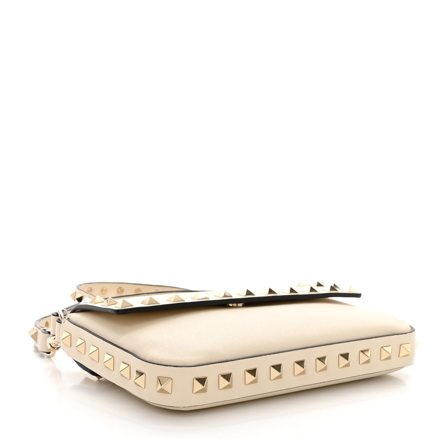 Calfskin Rockstud Crossbody Pouch Light Ivory