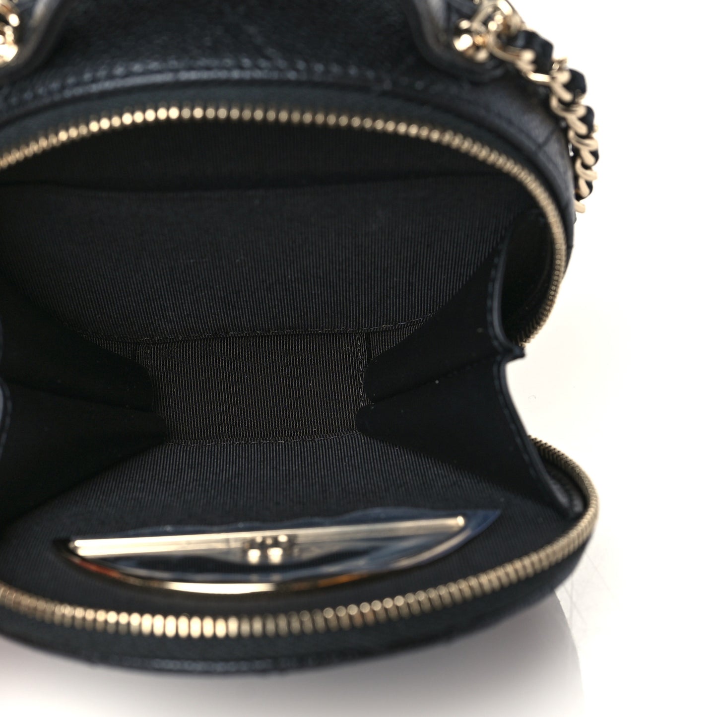 Caviar Quilted Round Handle With Care Vanity With Chain Black