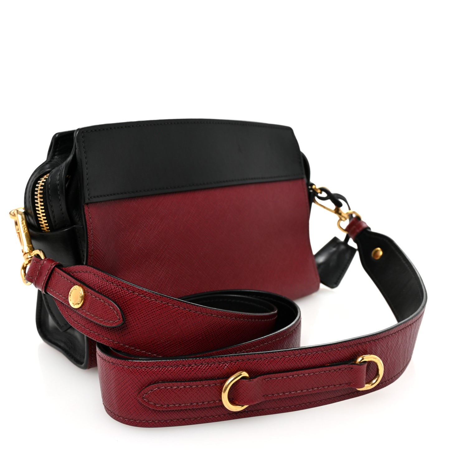 Saffiano Soft Calfskin Bandoliera Bag Fuoco Black