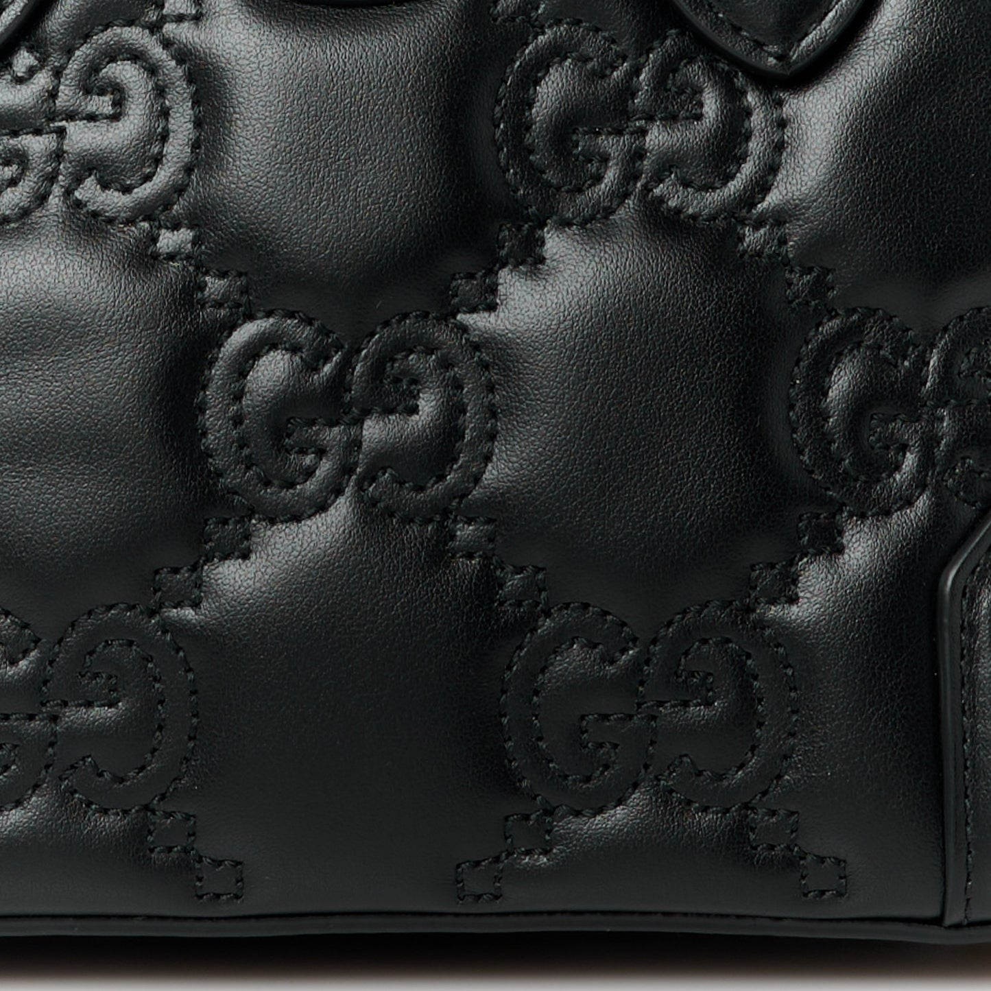 Calfskin GG Matelasse Mini Top Handle Bag Black