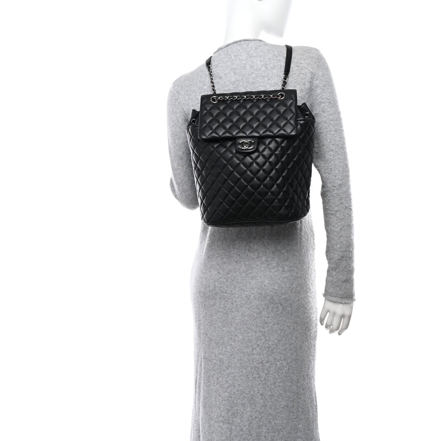 Lambskin Quilted Large Urban Spirit Backpack Black