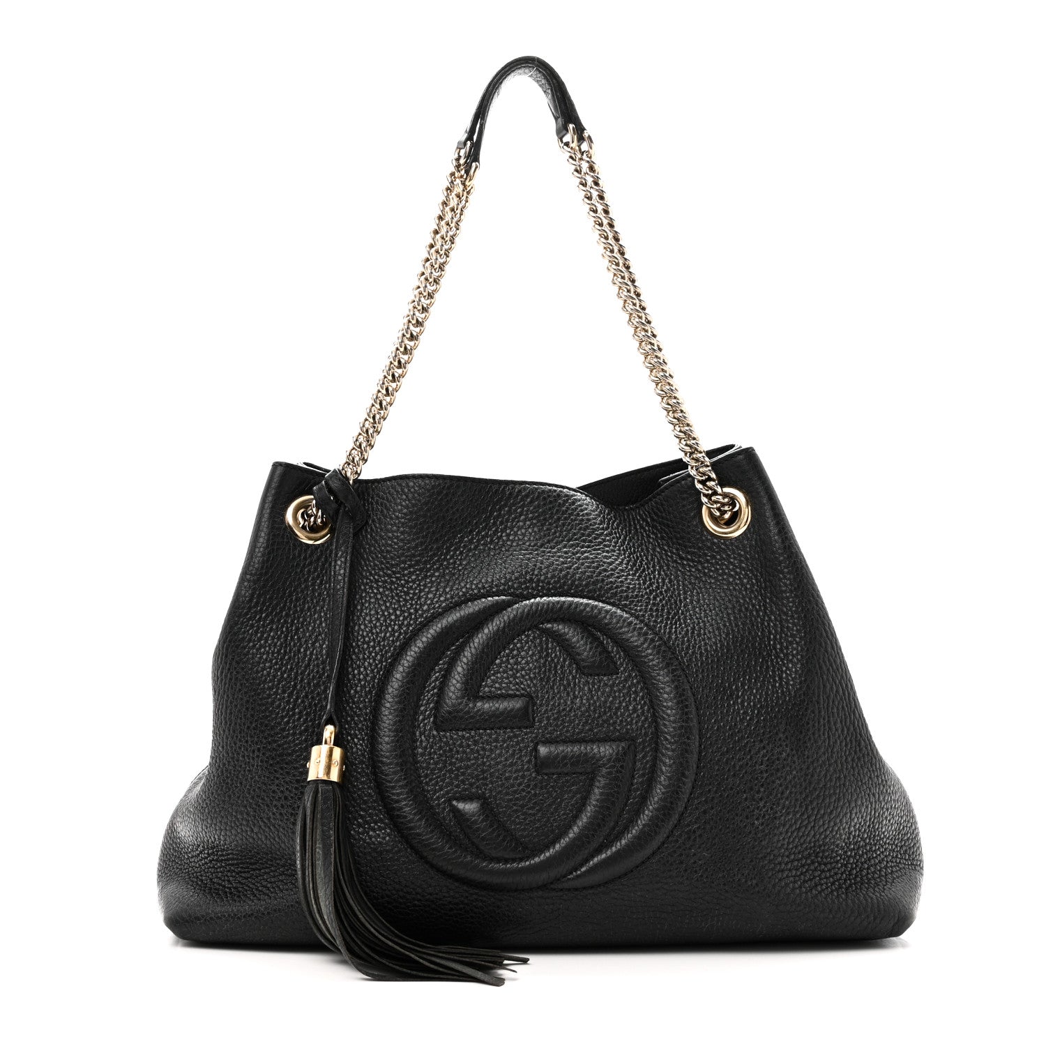 GUCCI バッグ Gucci Pebbled Calfskin Medium Soho Chain Shoulder Bag Black