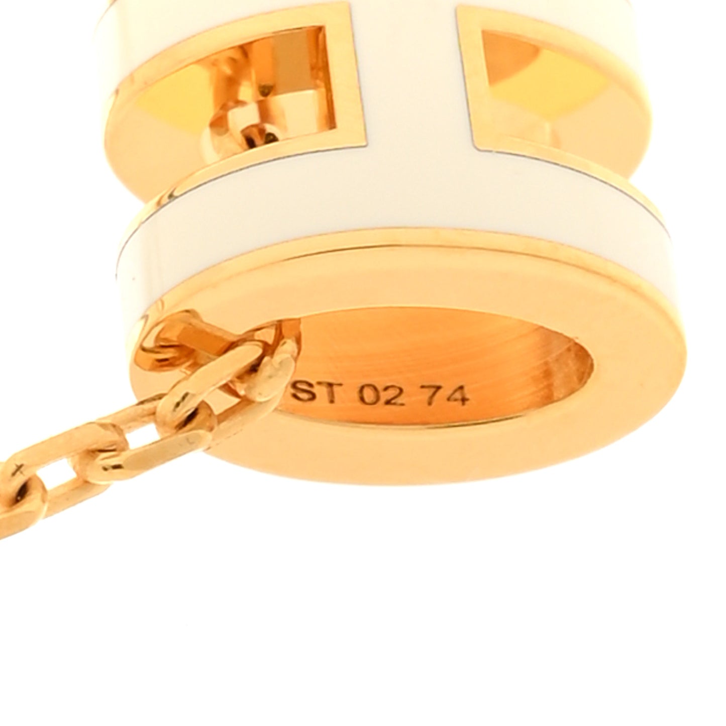 Lacquered Gold Mini Pop H Pendant Necklace White