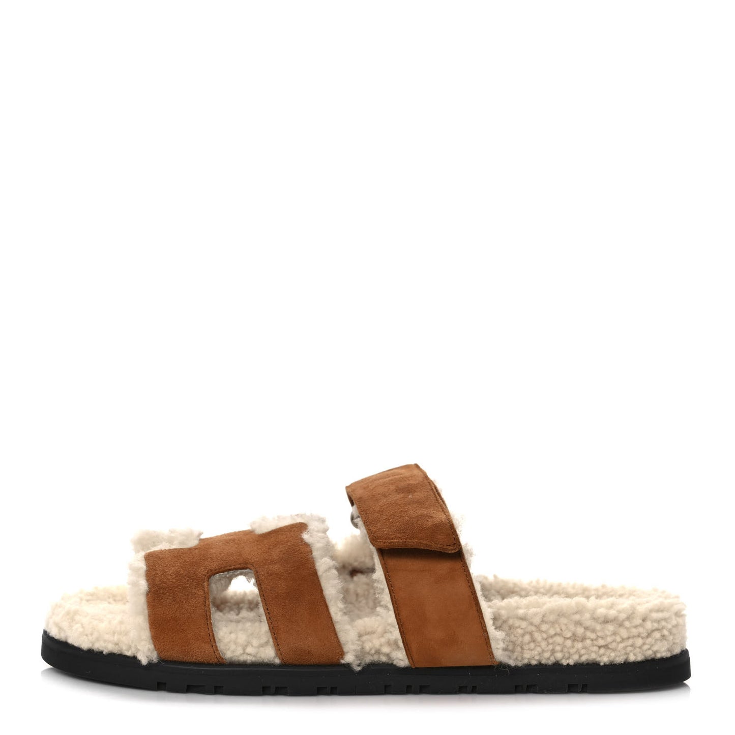 Suede Goatskin Woolskin Womens Chypre Sandals 36 Brun Fume Ecru