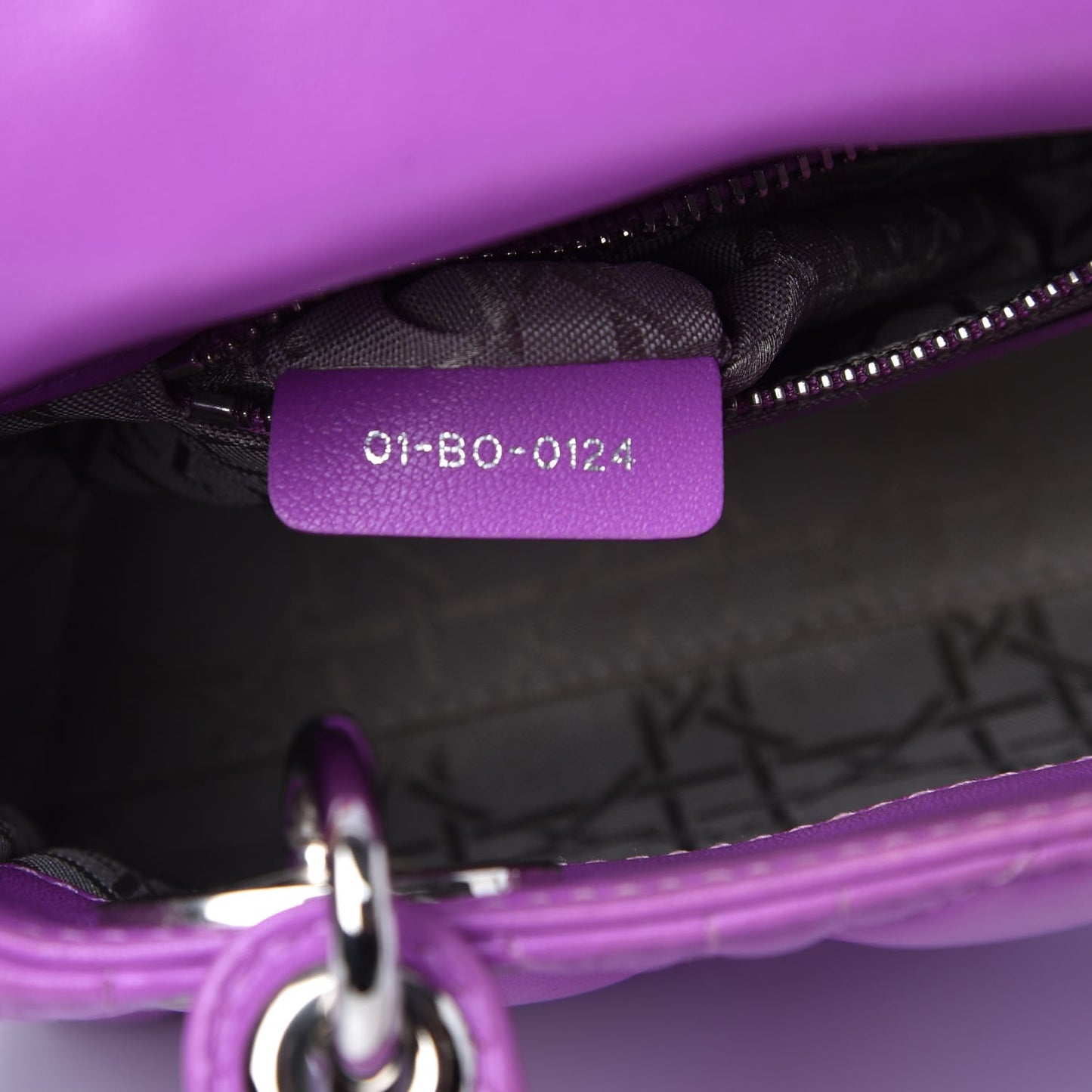 Lambskin Cannage Mini Lady Dior Purple