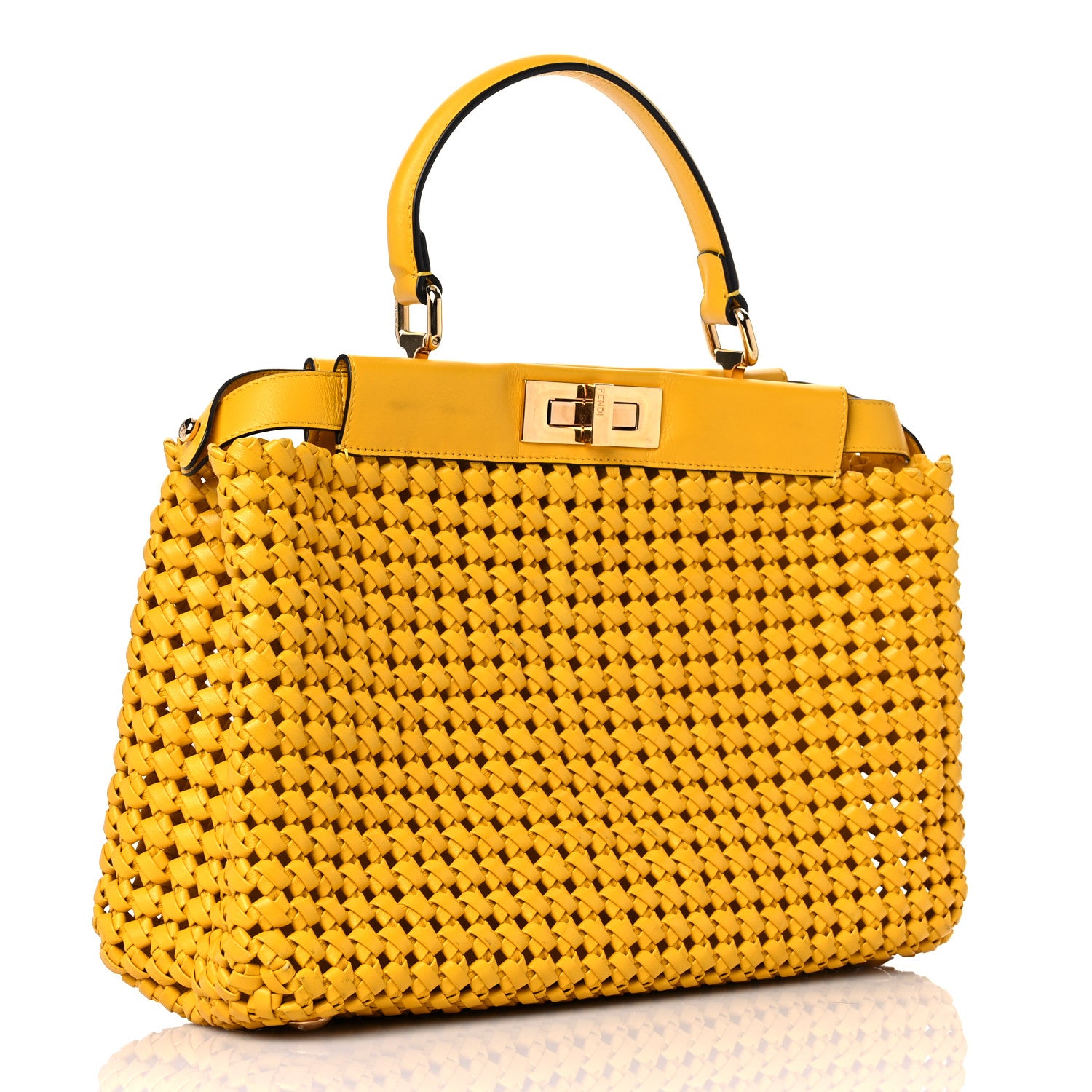 Fendi Nappa Matisse Intreccio Medium Peekaboo Iconic Satchel Mimosa 3 of 17