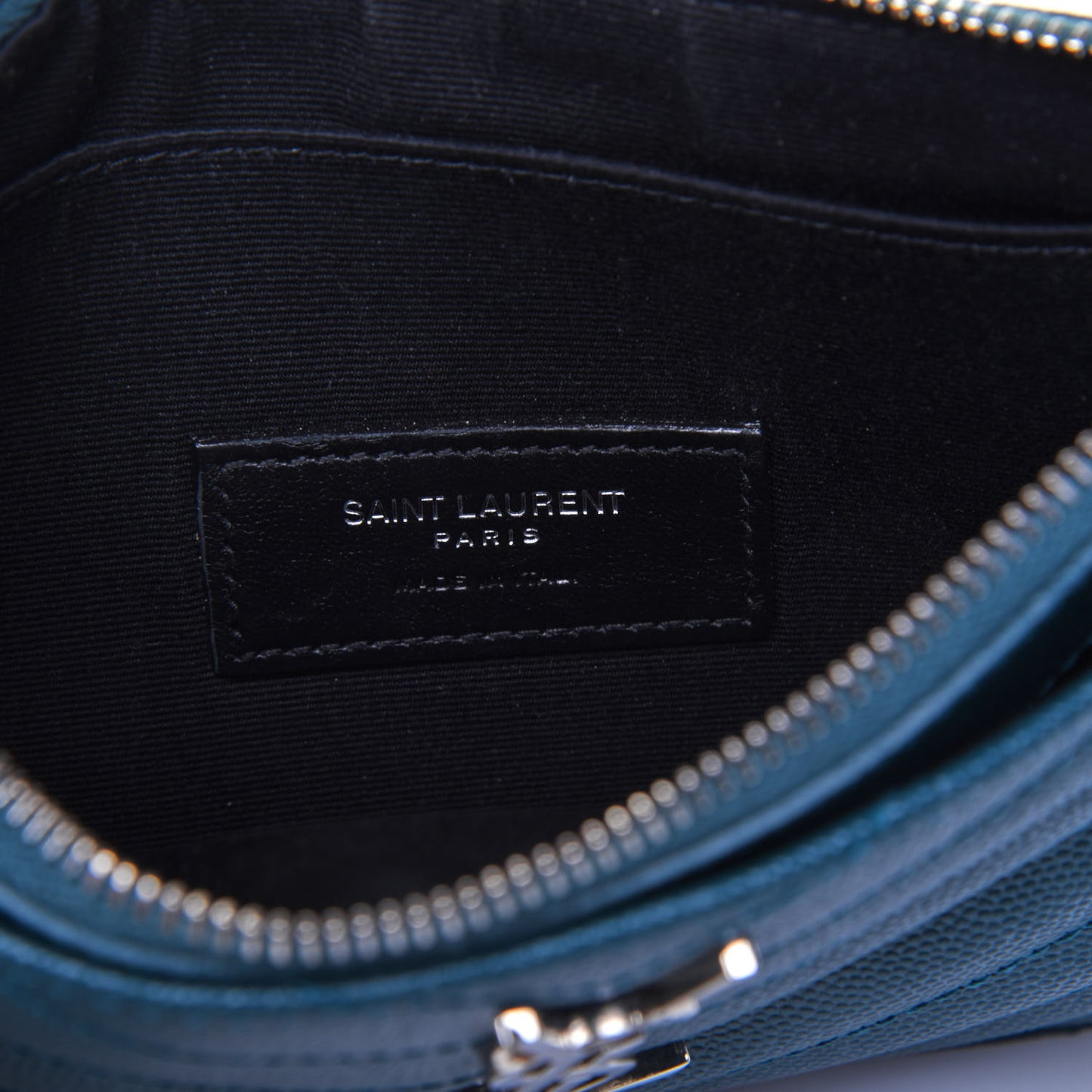 Grain De Poudre Matelasse Chevron Monogram Bill Pouch Peacock Green