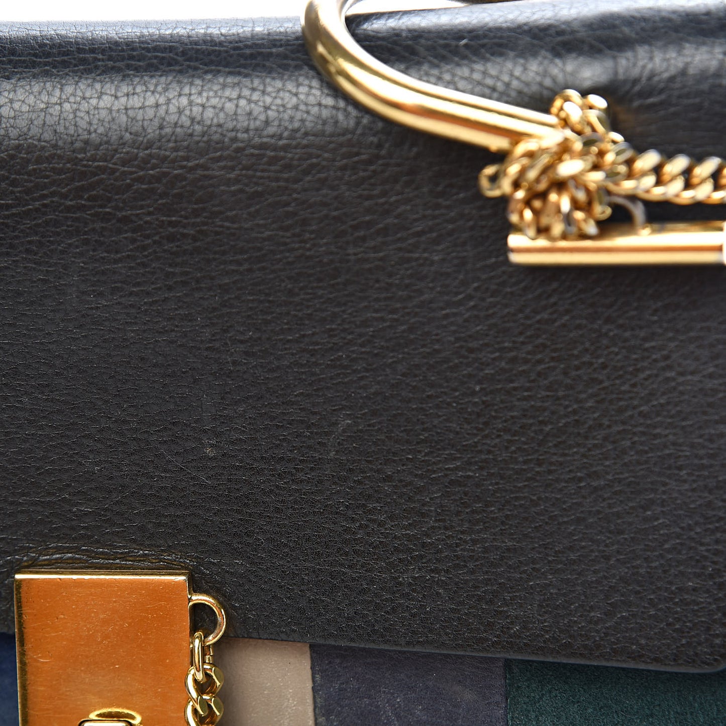 Suede Calfskin Patchwork Drew Shoulder Bag Black