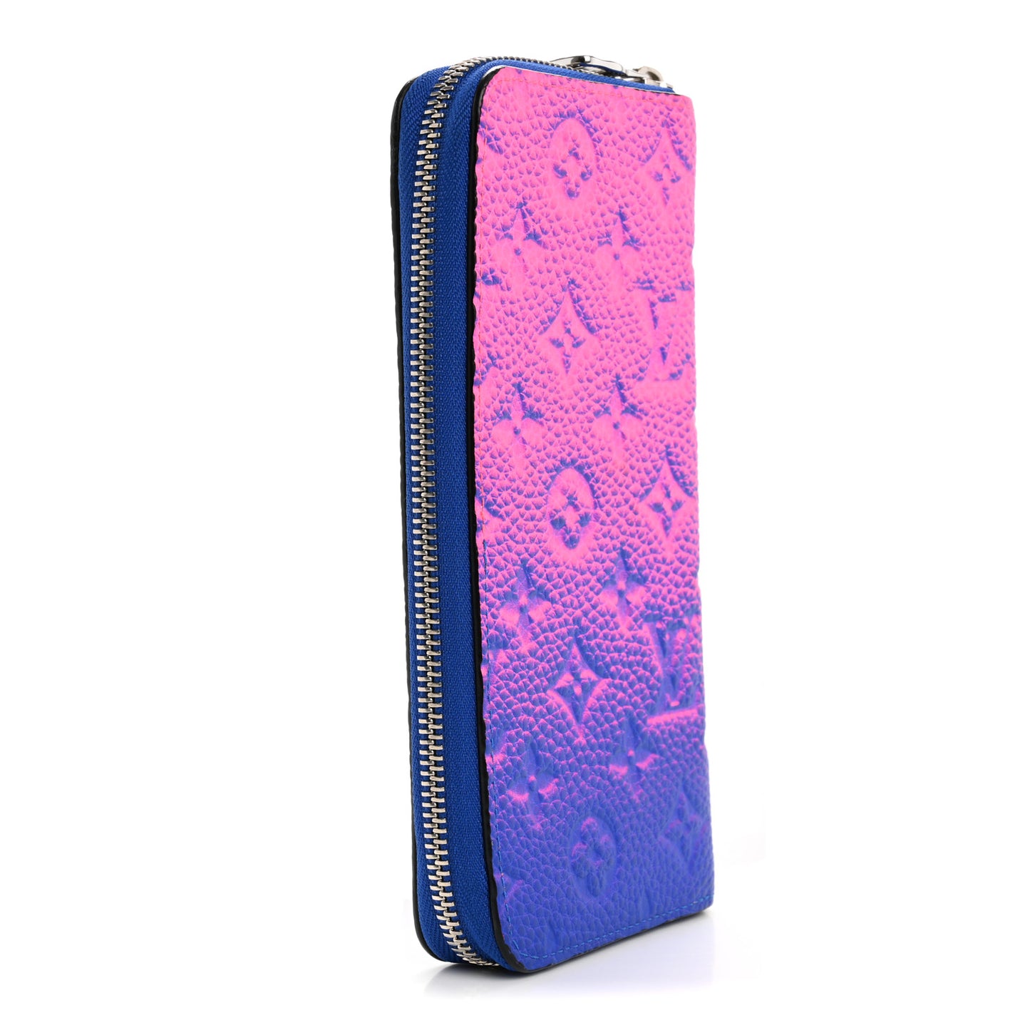 Taurillon Illusion Zippy Vertical Wallet Bleu Rose