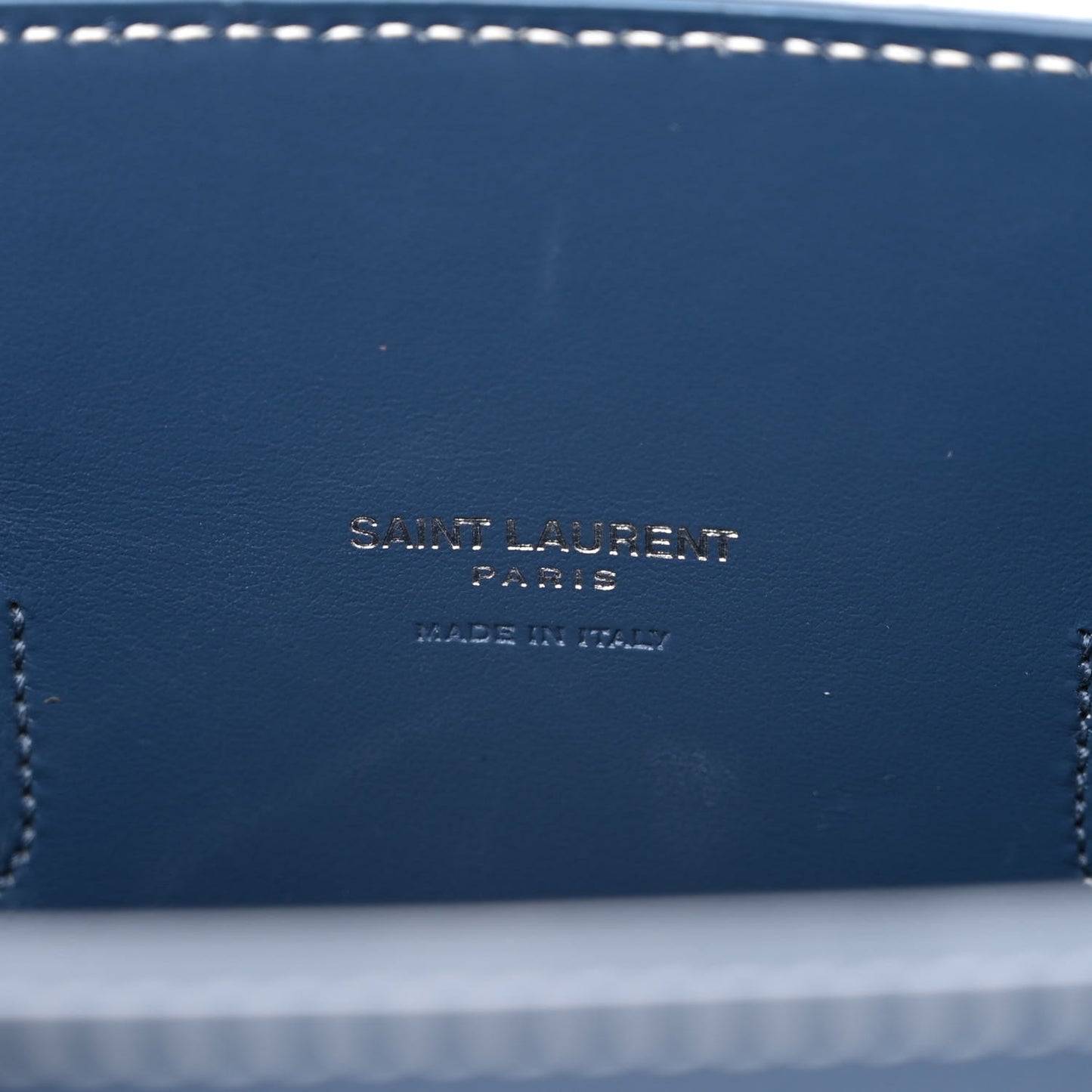 Grained Calfskin Topstitch Baby Sac De Jour Denim