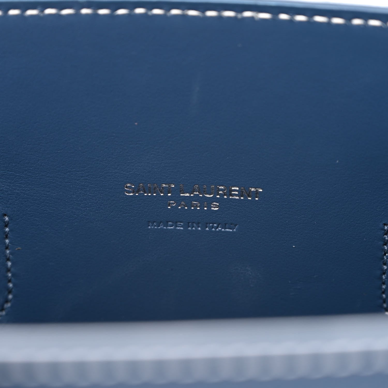 Saint Laurent Grained Calfskin Topstitch Baby Sac De Jour Denim 6 of 10