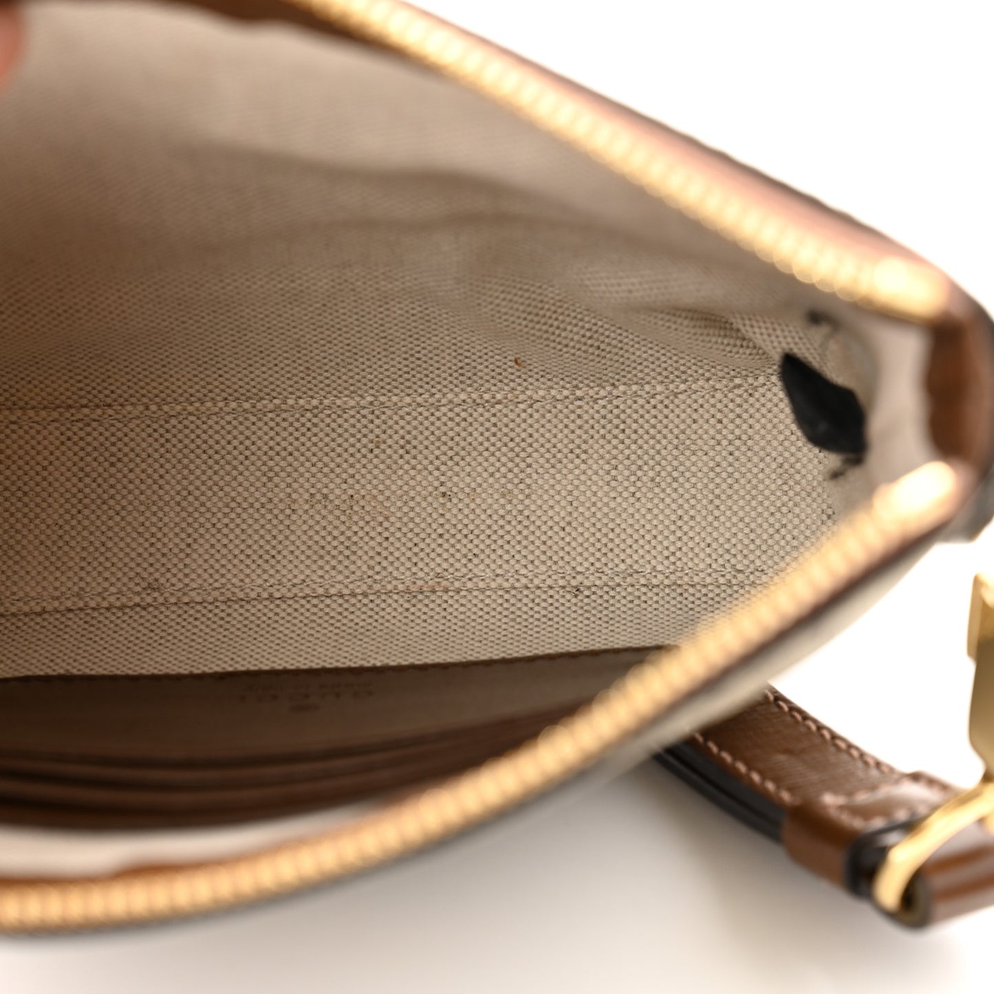 GG Supreme Monogram Azalea Calfskin Small Retro Interlocking G Wristlet Messenger Bag Beige Ebony Brown Sugar