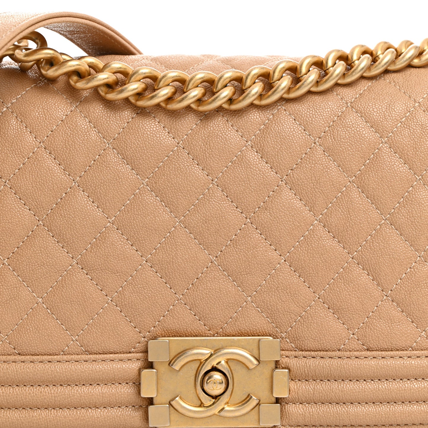 Caviar Quilted Medium Boy Flap Beige