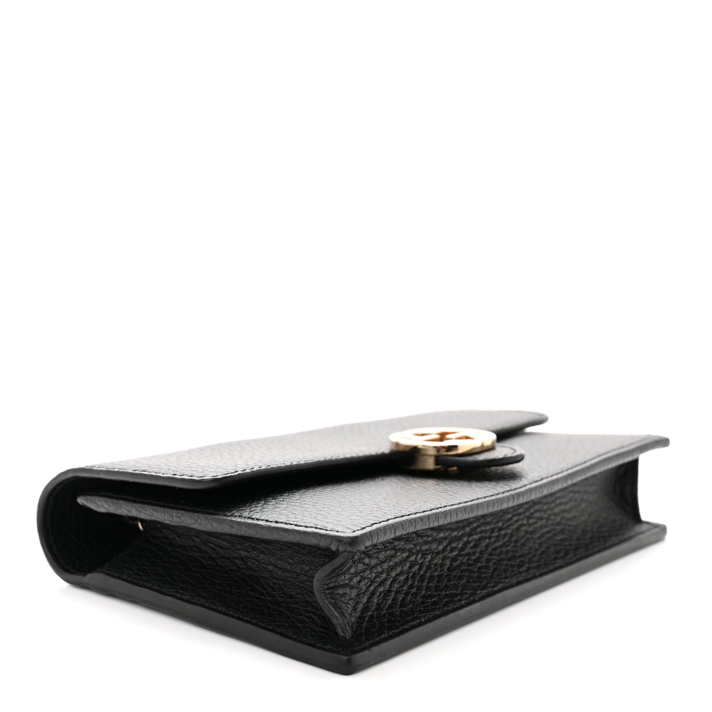 Dollar Calfskin Interlocking G Chain Wallet Black
