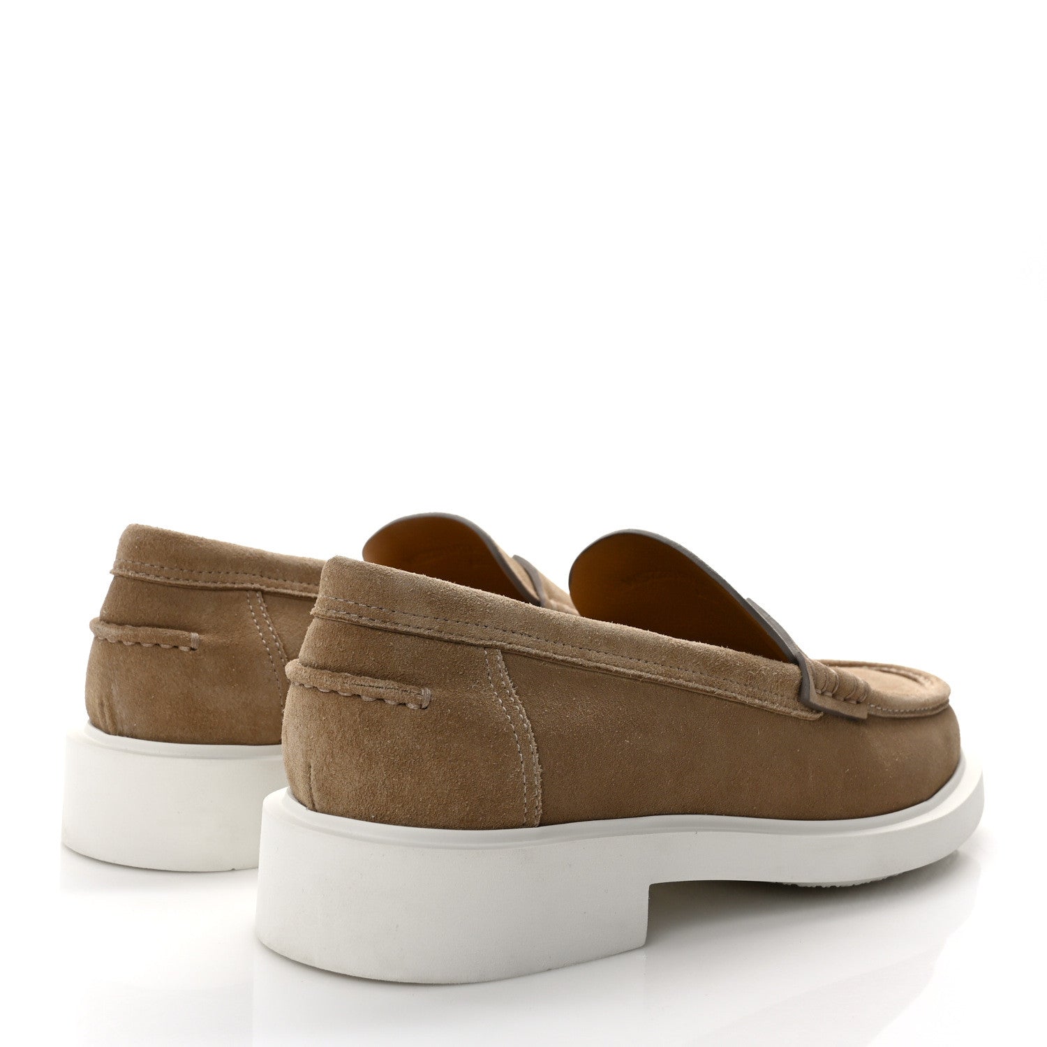 Hermes Suede Goatskin Mens Guillaume Loafers 41 Beige Argile 4 of 9