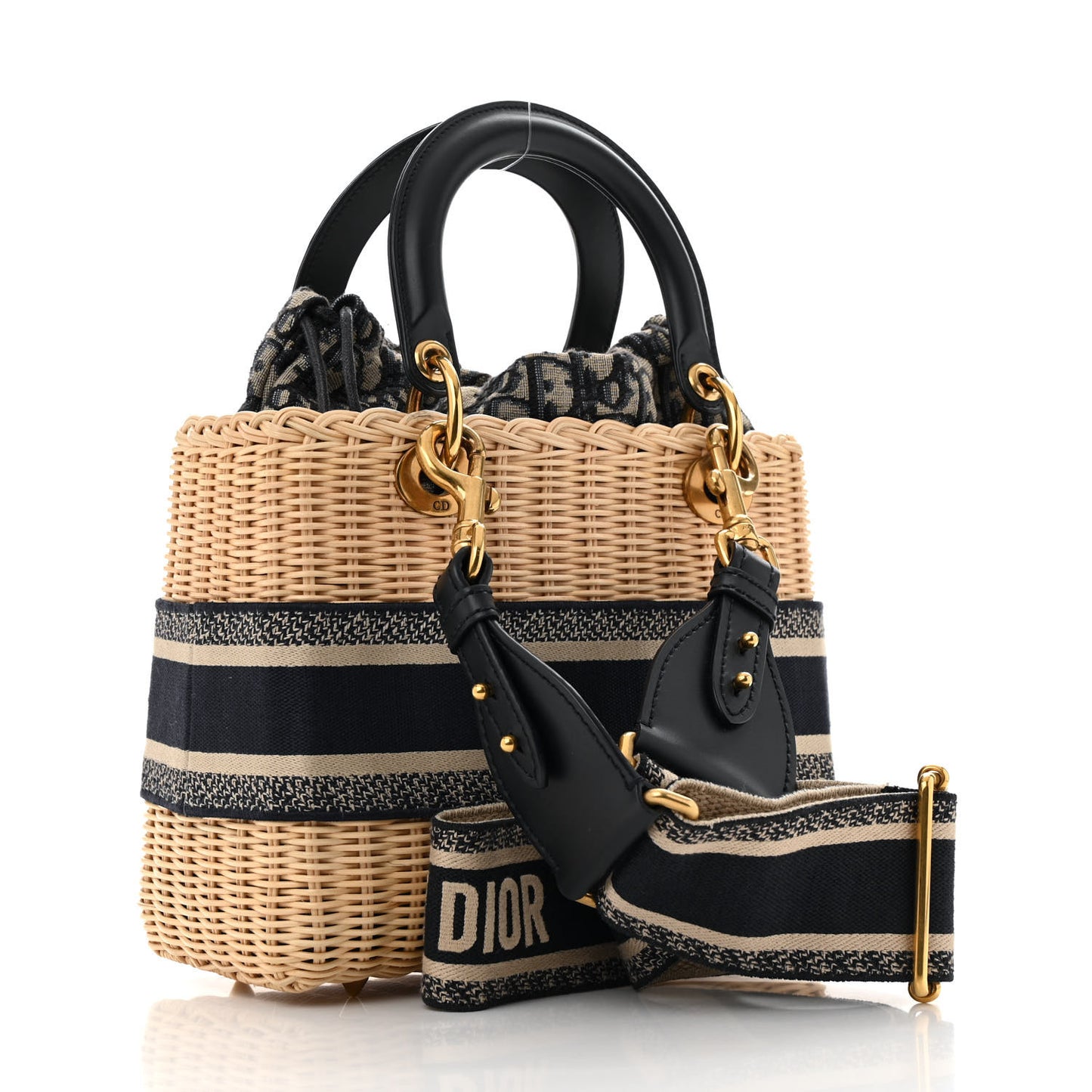 Wicker Oblique Medium Lady Dior Bag Blue