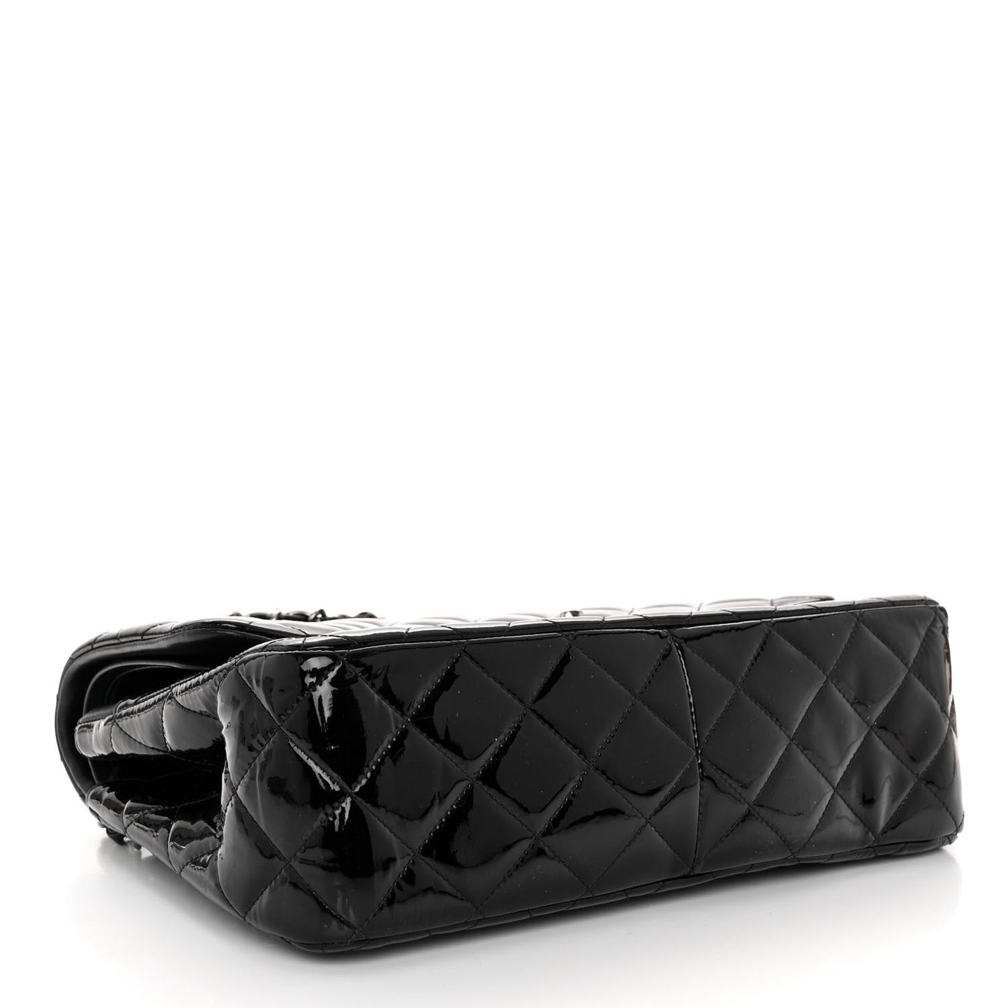 Patent Quilted Jumbo Double Flap Black
