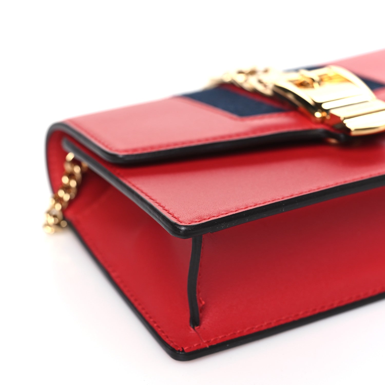 Gucci Calfskin Super Mini Sylvie Chain Shoulder Bag Hibiscus Red 9 of 13