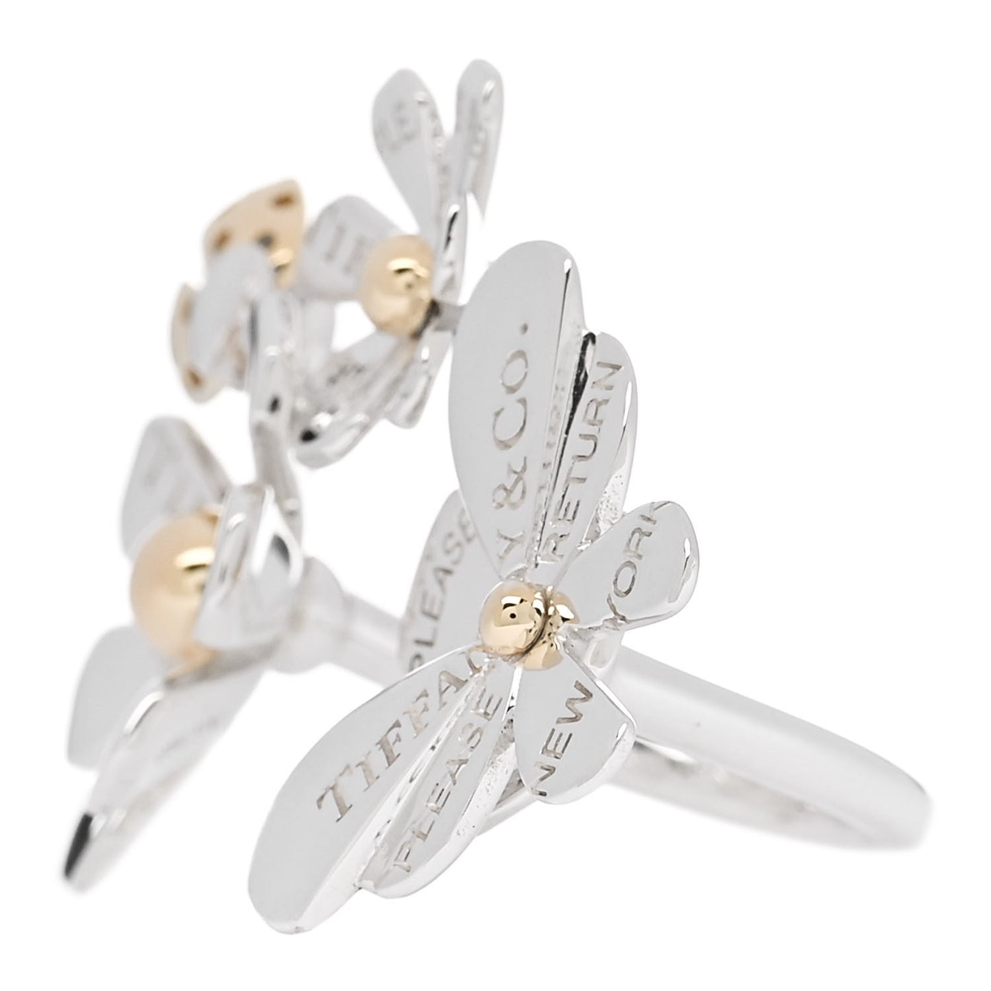 Sterling Silver 18K Yellow Gold Return to Tiffany Love Bugs Ring 49 5