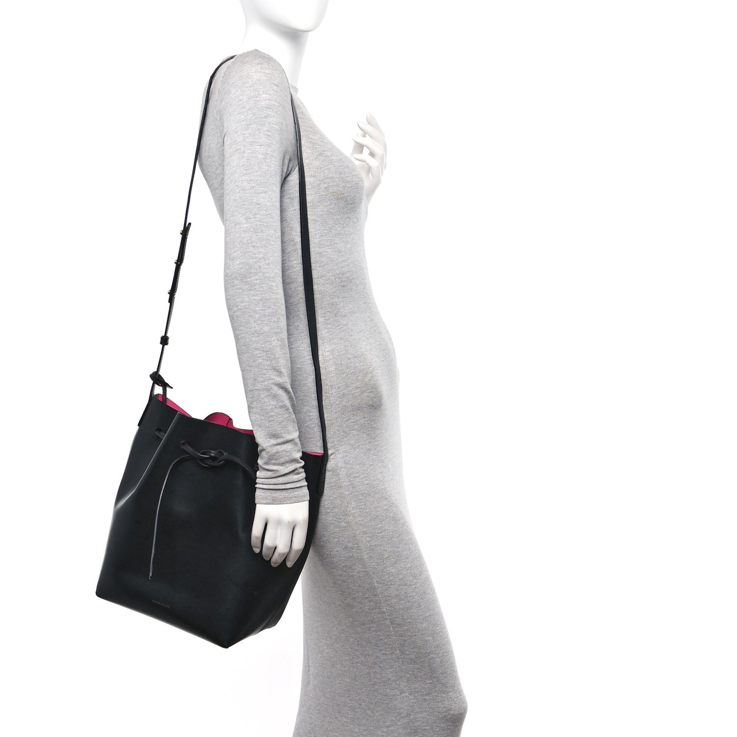 Vegetable Tanned Calfskin Bucket Bag Black Dolly