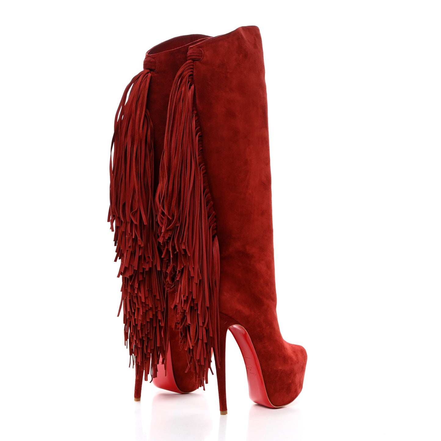 Suede Fringe Interlopa 160 Over The Knee Boots 37.5 Red