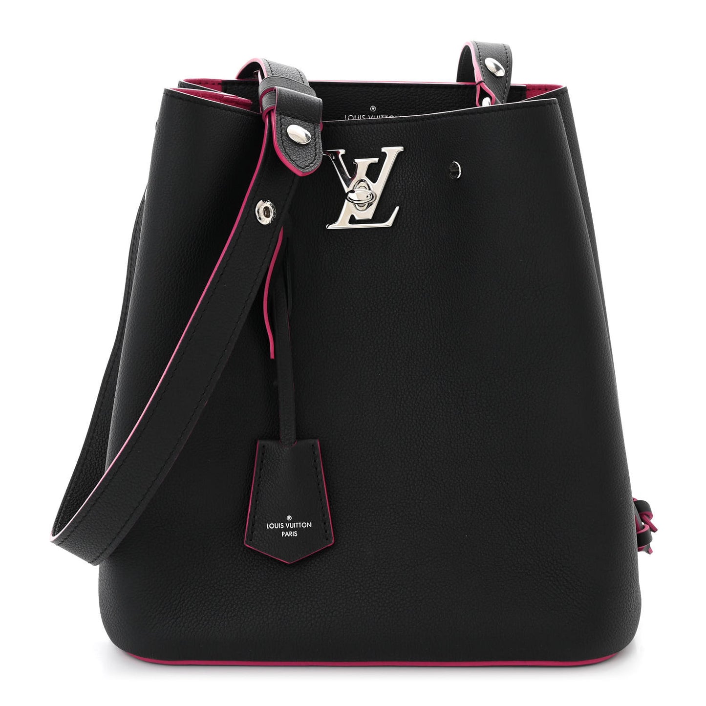 Calfskin Lockme Bucket Black