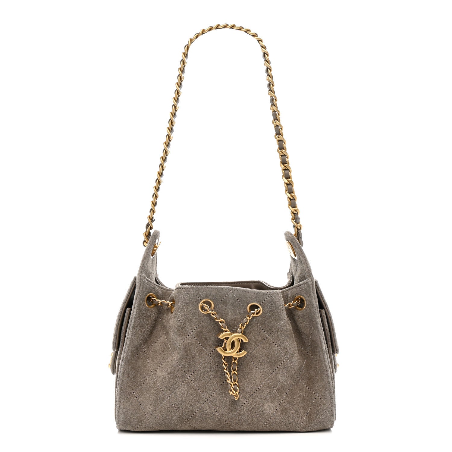 Chanel Suede Quilted Mini Chanel 25 Handbag Dark Grey 1788892 
