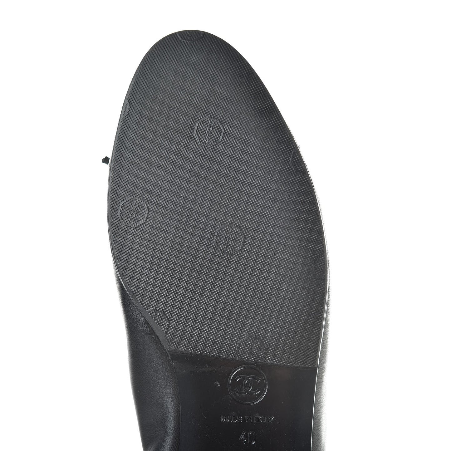 Lambskin Patent Calfskin Cap Toe Ballerina Flats 40 Black