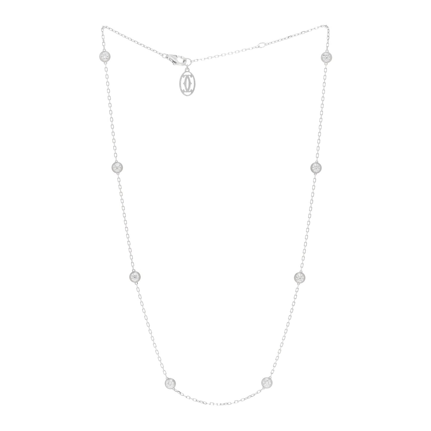 18K White Gold 8 Diamond D'Amour Station Necklace