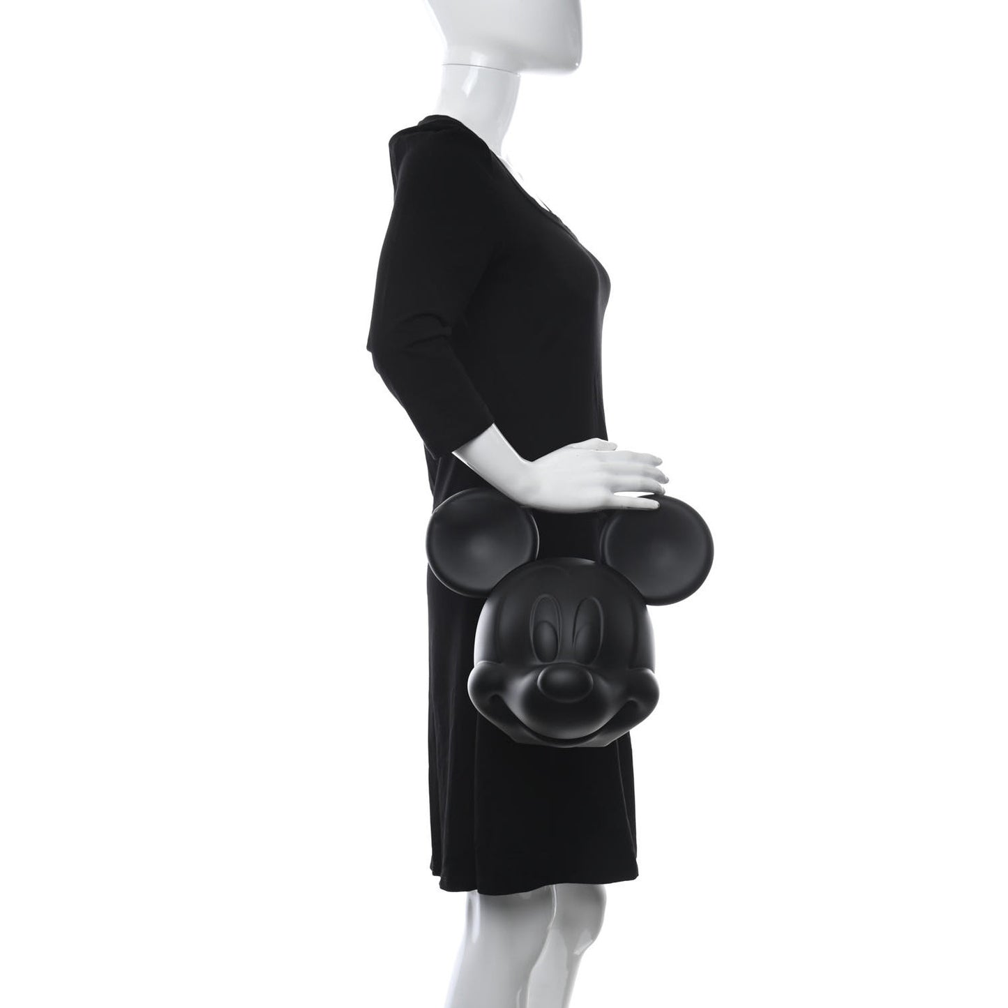 X DISNEY Plastic Mickey Mouse Top Handle Bag Matte Black