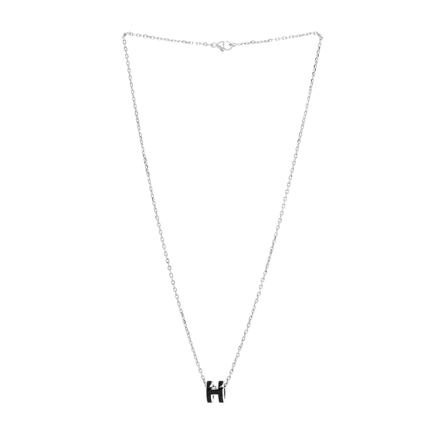 Lacquered Palladium Mini Pop H Pendant Necklace Black