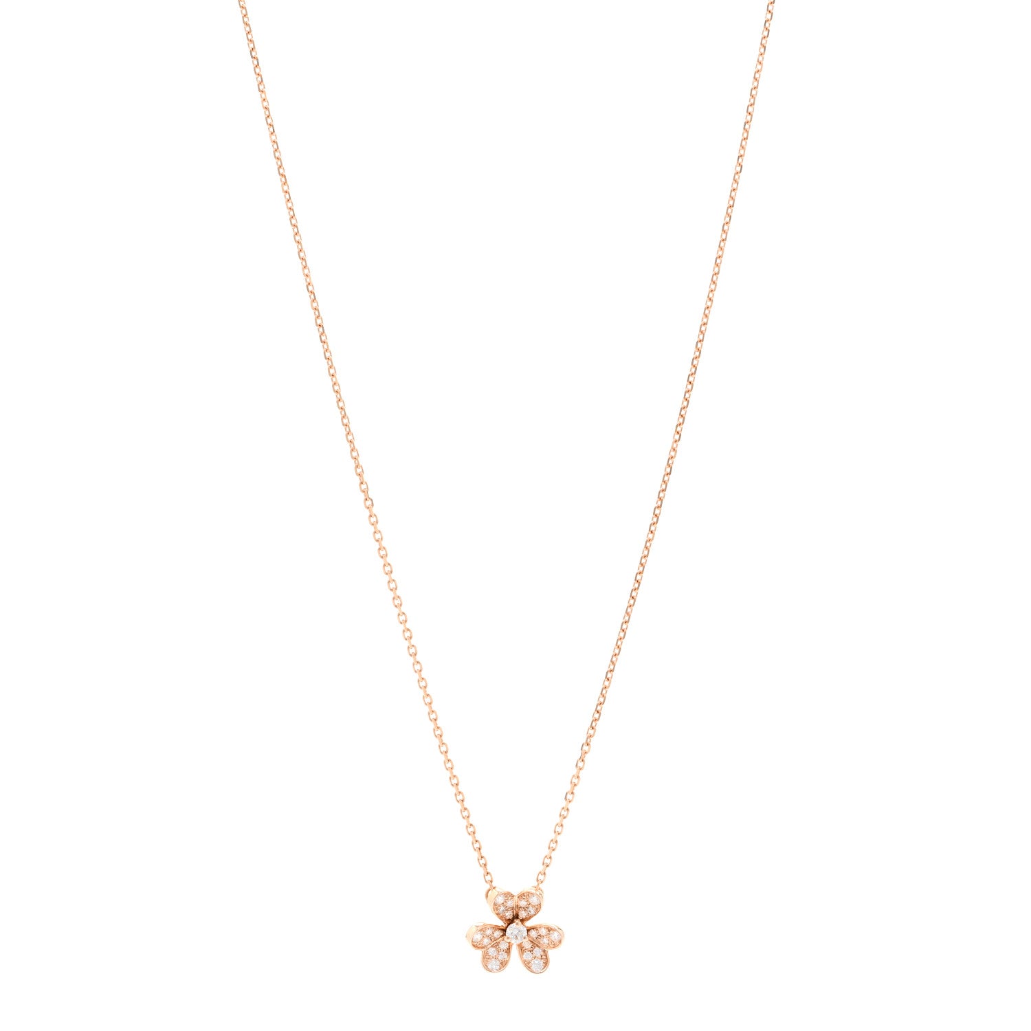 Van Cleef & Arpels 18K Rose Gold Diamond Mini Frivole Pendant Necklace 1 of 5