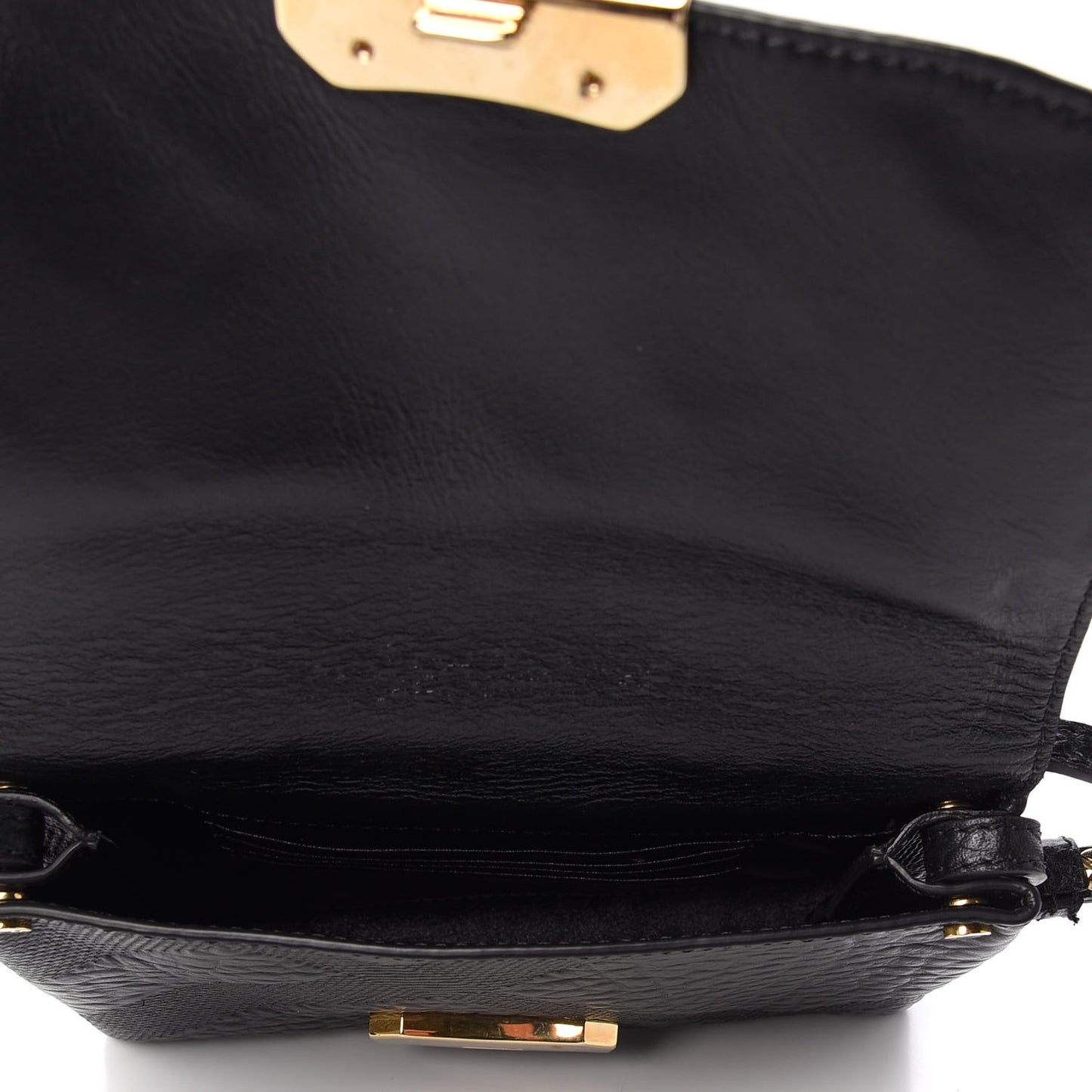 Signature Grain Calfskin Check Embossed Langley Crossbody Black